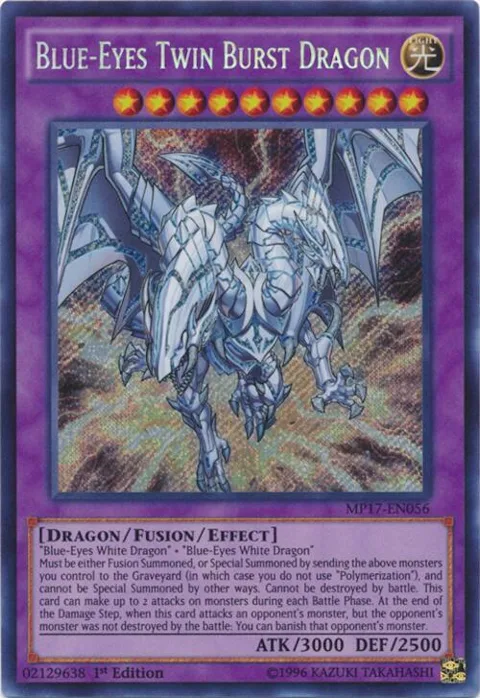 Blue-Eyes Twin Burst Dragon MP17-EN056 Yu-Gi-Oh card from 2017 Mega-Tins Mega Pack
