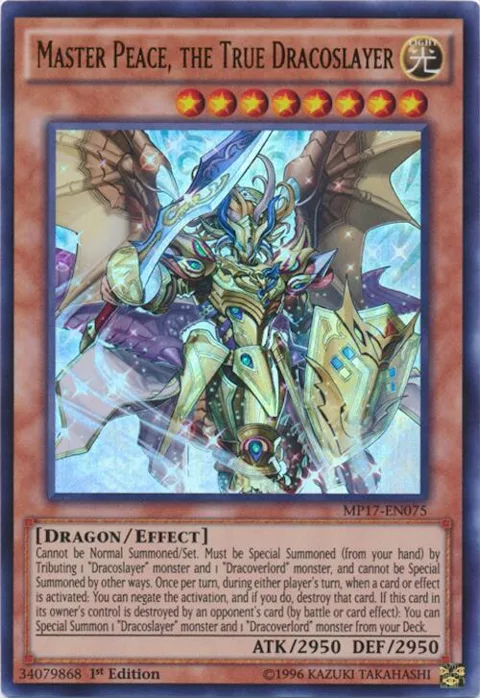 Master Peace, the True Dracoslayer MP17-EN075 Yu-Gi-Oh card from 2017 Mega-Tins Mega Pack
