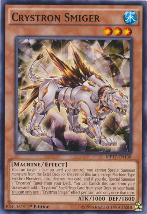 Crystron Smiger MP17-EN138 Yu-Gi-Oh card from 2017 Mega-Tins Mega Pack