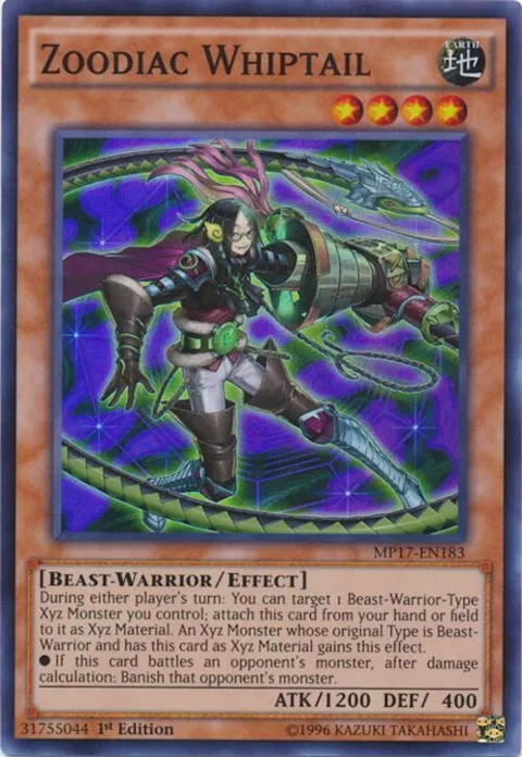 Zoodiac Whiptail MP17-EN183 Yu-Gi-Oh card from 2017 Mega-Tins Mega Pack