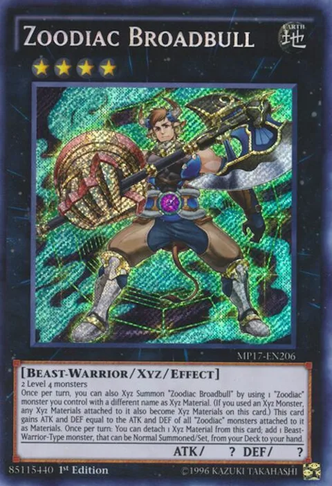 Zoodiac Broadbull MP17-EN206 Yu-Gi-Oh card from 2017 Mega-Tins Mega Pack