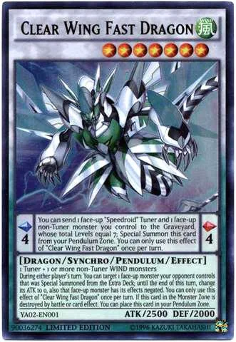 Clear Wing Fast Dragon YA02-EN001 Yu-Gi-Oh card from Yu-Gi-Oh! ARC-V Promo Cards