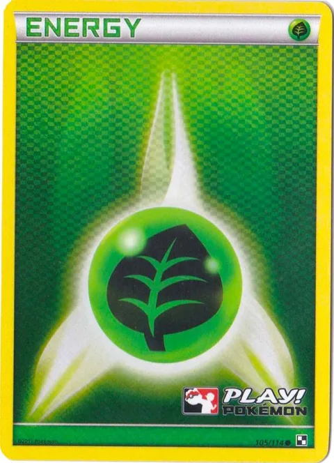 Grass Energy - 105/114 Play! Pokemon #105/114 Holofoil Pokémon card from League & Championship Cards