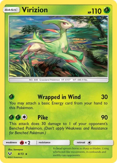 Virizion #8/73 Reverse Holofoil Pokémon card from Shining Legends