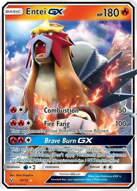 Entei GX #10/73 Holofoil Pokémon card from Shining Legends