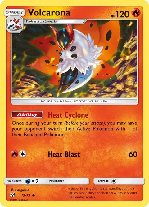 Volcarona #13/73 Reverse Holofoil Pokémon card from Shining Legends