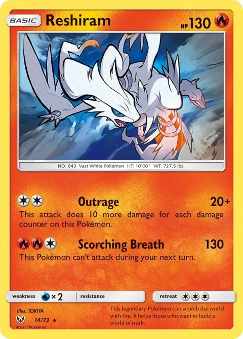 Reshiram #14/73 Holofoil Pokémon card from Shining Legends