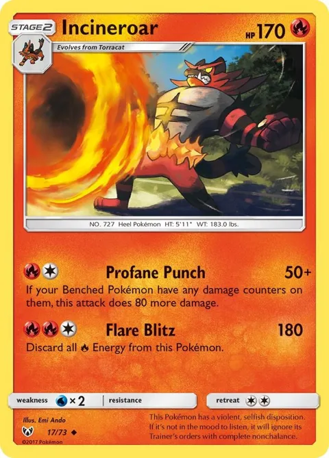Incineroar #17/73 Pokémon card from Shining Legends