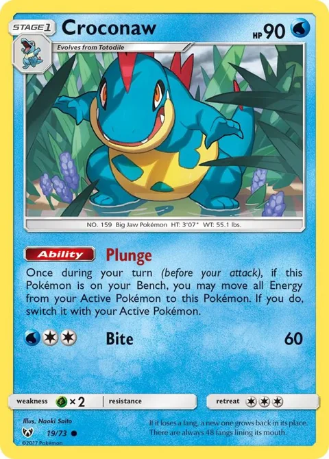 Croconaw #19/73 Reverse Holofoil Pokémon card from Shining Legends