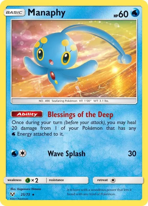 Manaphy #25/73 Reverse Holofoil Pokémon card from Shining Legends