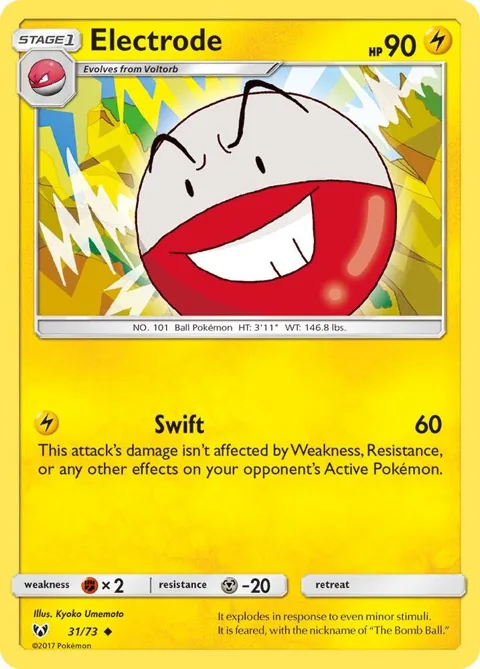 Electrode #31/73 Reverse Holofoil Pokémon card from Shining Legends