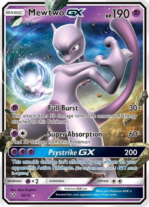 Mewtwo GX #39/73 Holofoil Pokémon card from Shining Legends