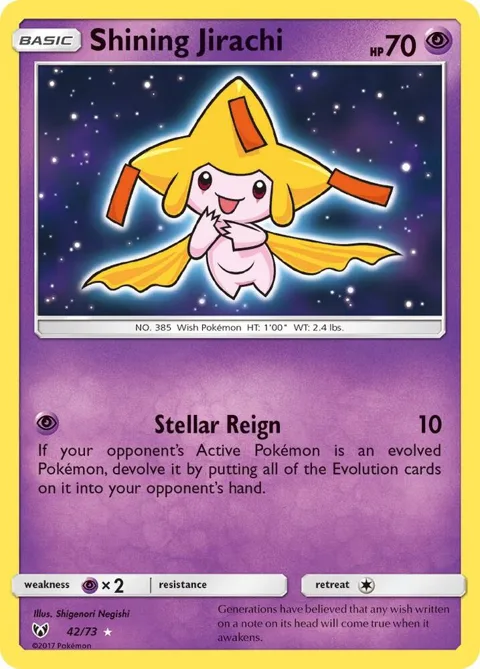 Shining Jirachi #42/73 Holofoil Pokémon card from Shining Legends
