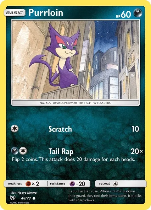 Purrloin #48/73 Pokémon card from Shining Legends