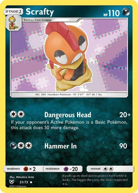 Scrafty #51/73 Pokémon card from Shining Legends