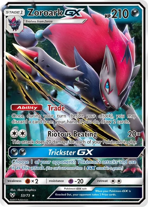Zoroark GX #53/73 Holofoil Pokémon card from Shining Legends