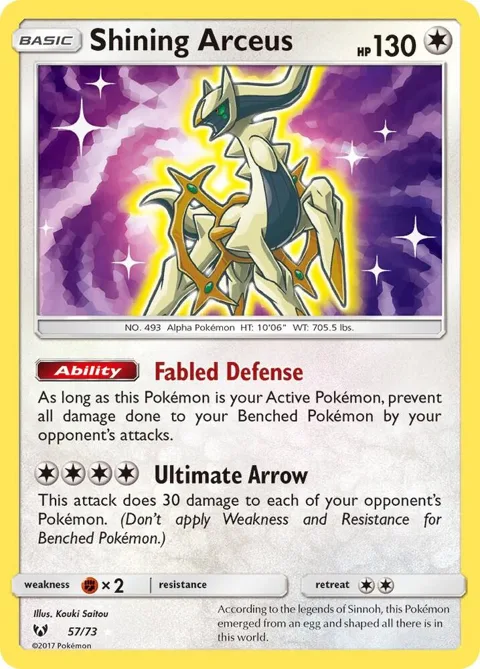 Shining Arceus #57/73 Holofoil Pokémon card from Shining Legends
