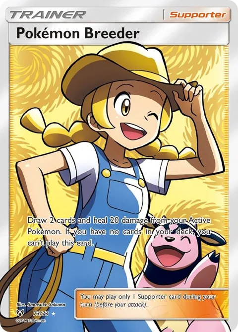 Pokemon Breeder Full Art #73/73 Holofoil Pokémon card from Shining Legends