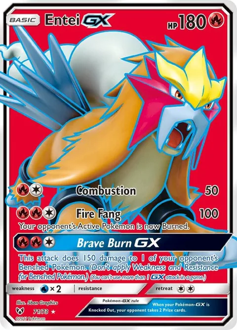 Entei GX Full Art #71/73 Holofoil Pokémon card from Shining Legends