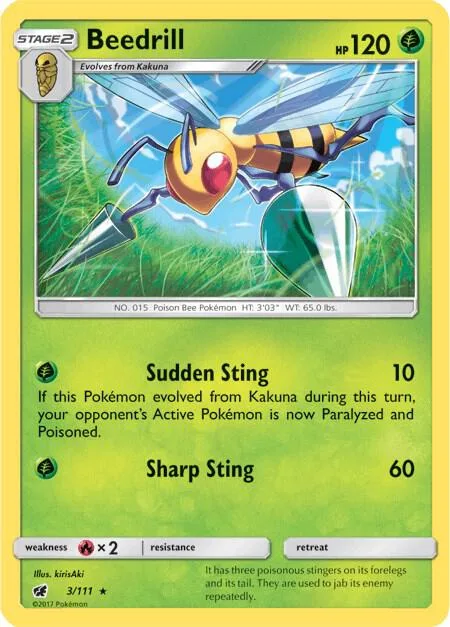 Beedrill #3/111 Pokémon card from SM - Crimson Invasion