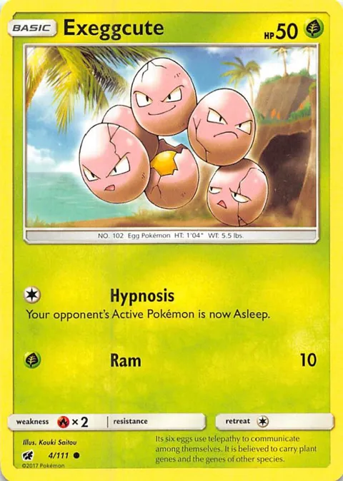Exeggcute #4/111 Reverse Holofoil Pokémon card from SM - Crimson Invasion