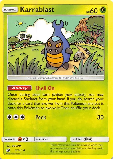Karrablast #7/111 Pokémon card from SM - Crimson Invasion