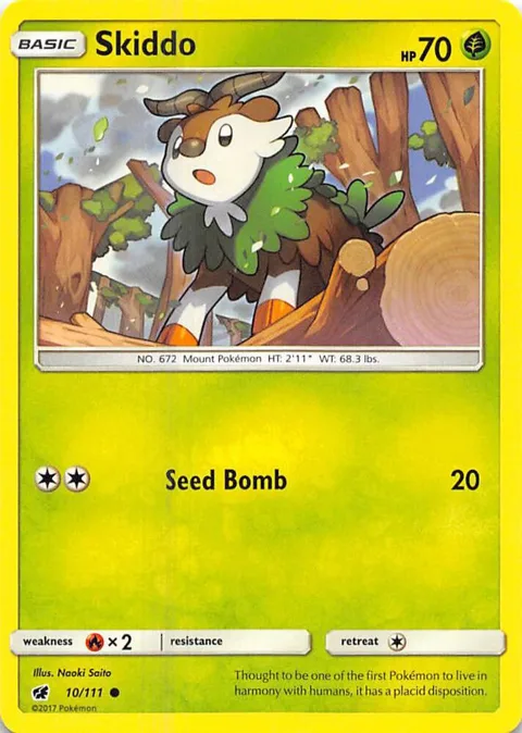Skiddo #10/111 Reverse Holofoil Pokémon card from SM - Crimson Invasion