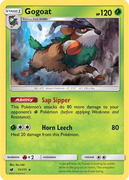 Gogoat #11/111 Holofoil Pokémon card from SM - Crimson Invasion