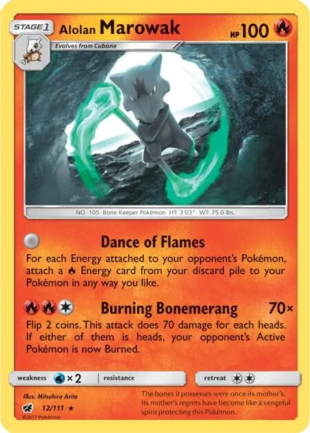 Alolan Marowak #12/111 Reverse Holofoil Pokémon card from SM - Crimson Invasion