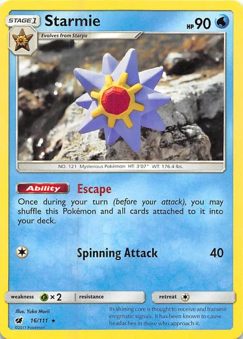 Starmie #16/111 Reverse Holofoil Pokémon card from SM - Crimson Invasion