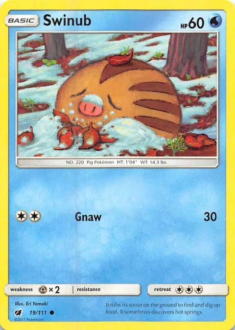 Swinub #19/111 Reverse Holofoil Pokémon card from SM - Crimson Invasion