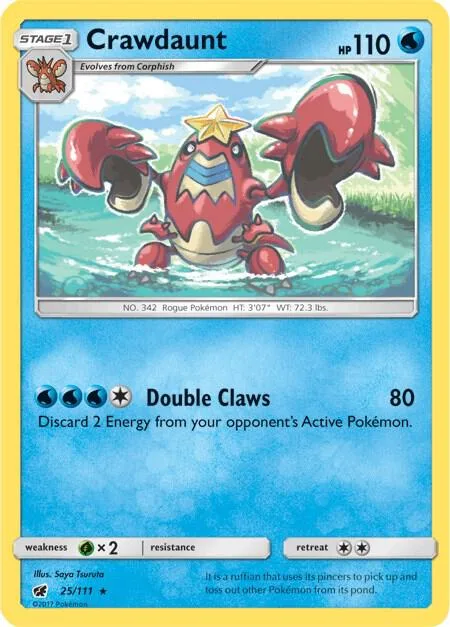 Crawdaunt #25/111 Reverse Holofoil Pokémon card from SM - Crimson Invasion
