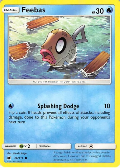Feebas #26/111 Reverse Holofoil Pokémon card from SM - Crimson Invasion
