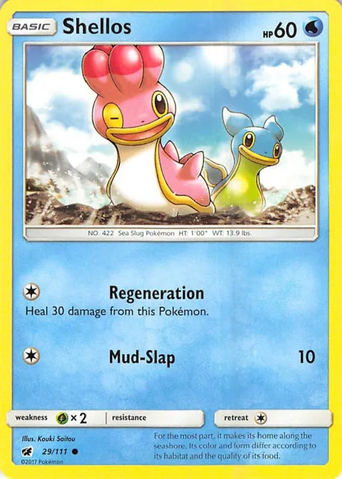 Shellos #29/111 Reverse Holofoil Pokémon card from SM - Crimson Invasion