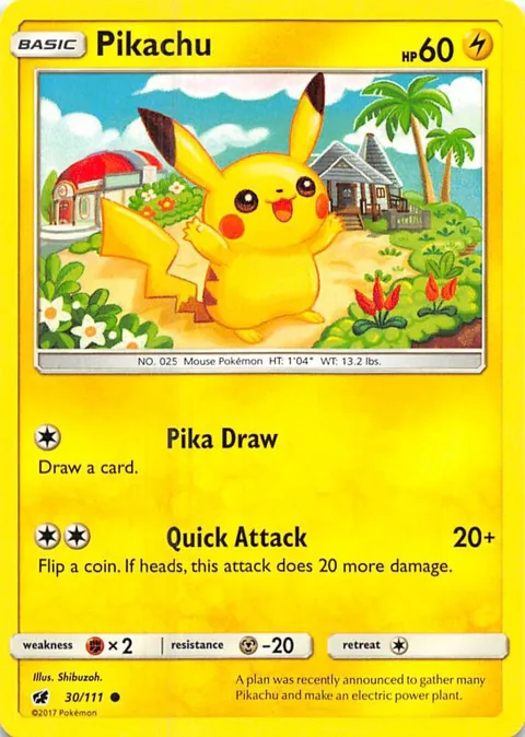 Pikachu #30/111 Pokémon card from SM - Crimson Invasion