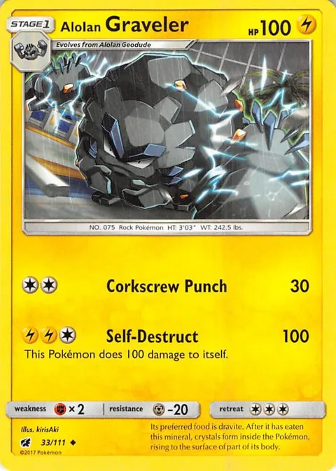 Alolan Graveler #33/111 Reverse Holofoil Pokémon card from SM - Crimson Invasion