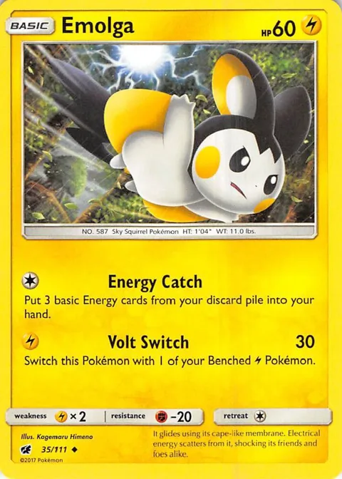Emolga #35/111 Reverse Holofoil Pokémon card from SM - Crimson Invasion