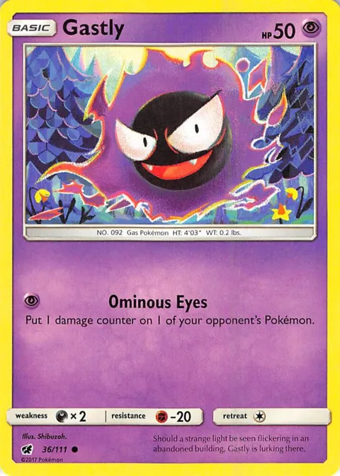 Gastly #36/111 Pokémon card from SM - Crimson Invasion