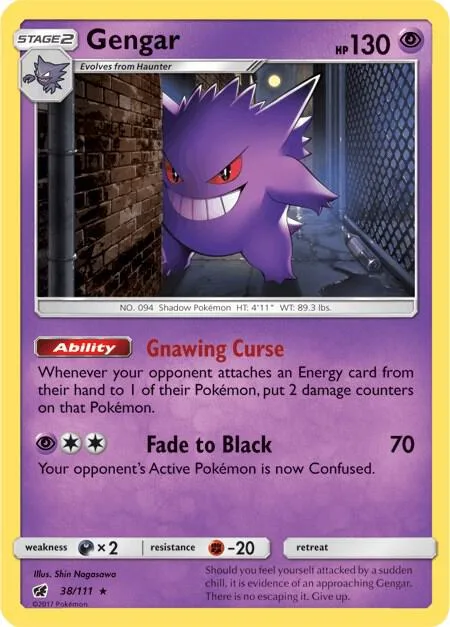 Gengar #38/111 Reverse Holofoil Pokémon card from SM - Crimson Invasion