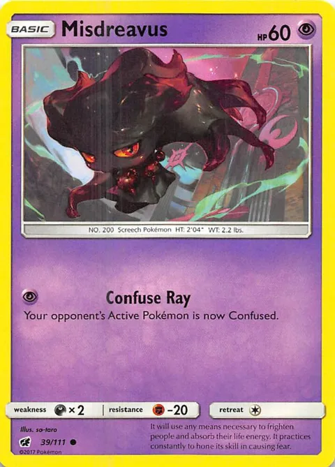 Misdreavus #39/111 Pokémon card from SM - Crimson Invasion