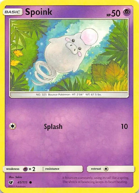 Spoink #41/111 Pokémon card from SM - Crimson Invasion