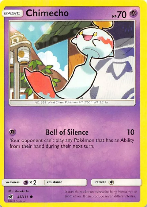 Chimecho #43/111 Pokémon card from SM - Crimson Invasion