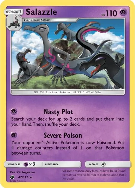 Salazzle #47/111 Reverse Holofoil Pokémon card from SM - Crimson Invasion