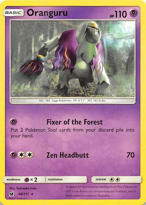 Oranguru #48/111 Reverse Holofoil Pokémon card from SM - Crimson Invasion