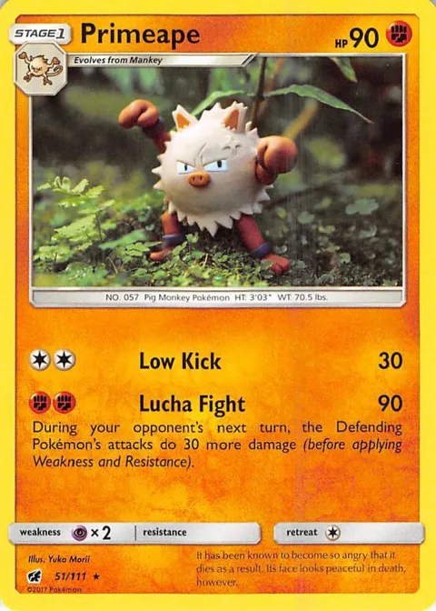 Primeape #51/111 Reverse Holofoil Pokémon card from SM - Crimson Invasion