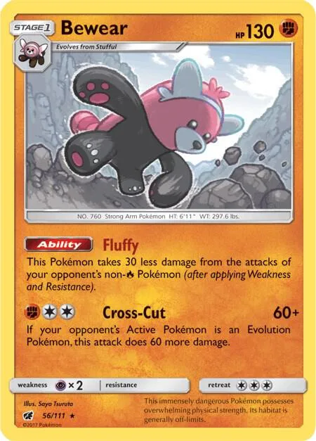 Bewear #56/111 Reverse Holofoil Pokémon card from SM - Crimson Invasion