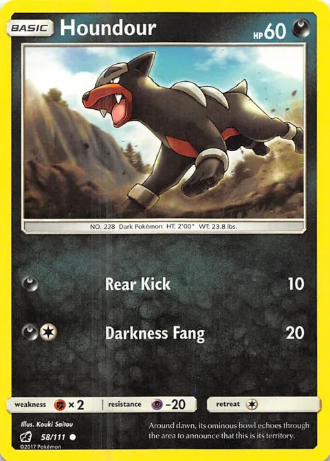 Houndour #58/111 Pokémon card from SM - Crimson Invasion