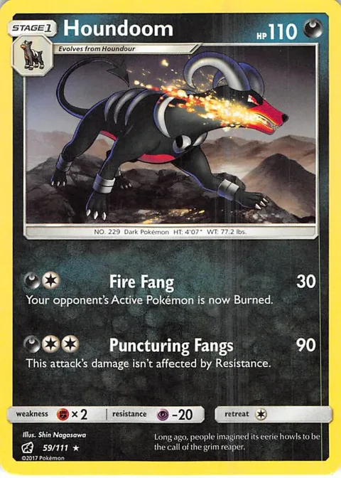Houndoom #59/111 Pokémon card from SM - Crimson Invasion