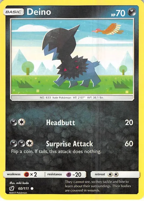 Deino #60/111 Reverse Holofoil Pokémon card from SM - Crimson Invasion