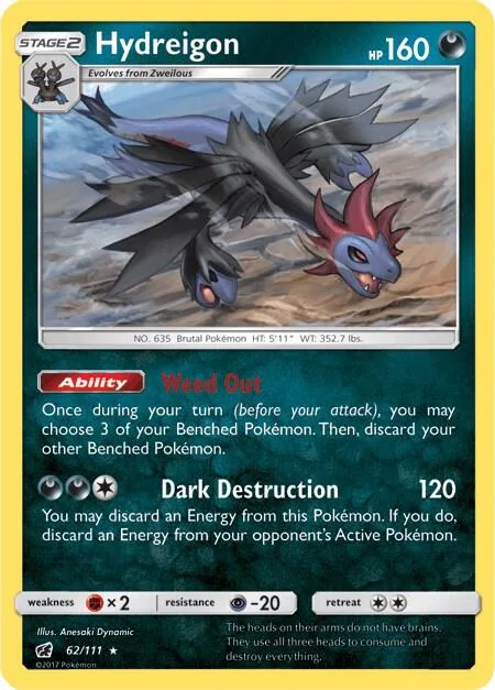 Hydreigon #62/111 Pokémon card from SM - Crimson Invasion